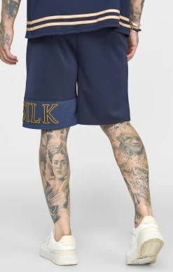 SikSilk Navy Embroidery Relaxed Short -Style Zone Shop SS 22802 4
