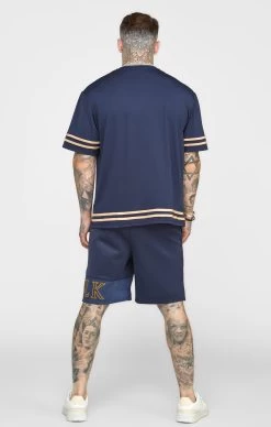 SikSilk Navy Embroidery Relaxed Short -Style Zone Shop SS 22802 5