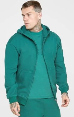 SikSilk Green Zip Through Hoodie