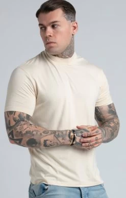 SikSilk Beige High Neck T-Shirt