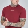 SikSilk Burgundy Script Logo Oversized T-Shirt -Style Zone Shop SS 22901 1