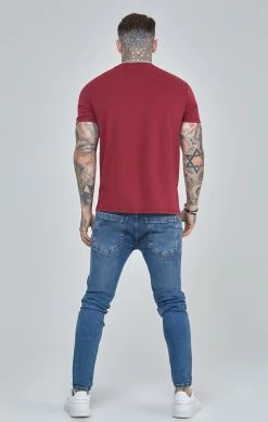 SikSilk Burgundy Script Logo Oversized T-Shirt -Style Zone Shop SS 22901 5