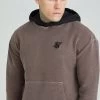 SikSilk Washed Brown Heavyweight Loopback Oversized Hoodie -Style Zone Shop SS 22944 1