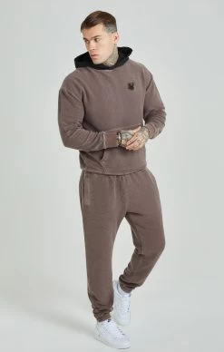 SikSilk Washed Brown Heavyweight Loopback Oversized Hoodie -Style Zone Shop SS 22944 3
