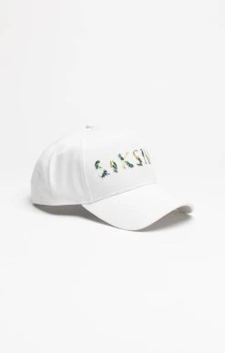 SikSilk White Floral Embroidery Trucker Cap