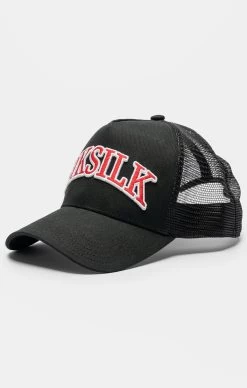 SikSilk Black Mesh Shadow Logo Trucker Cap