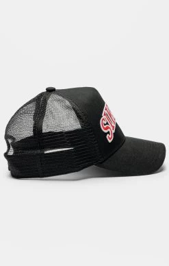 SikSilk Black Mesh Shadow Logo Trucker Cap -Style Zone Shop SS 23013 3A