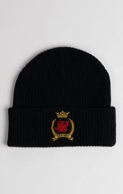 SikSilk Black Crest Beanie Hat