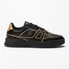 SikSilk Black And Gold Trimmed Low Top Court Trainer -Style Zone Shop SS 23207 1