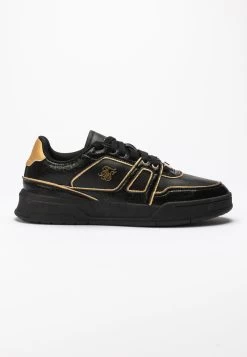 SikSilk Black And Gold Trimmed Low Top Court Trainer