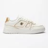 SikSilk White And Gold Trimmed Low Top Court Trainer -Style Zone Shop SS 23208 1