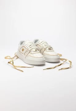 SikSilk White And Gold Trimmed Low Top Court Trainer -Style Zone Shop SS 23208 6