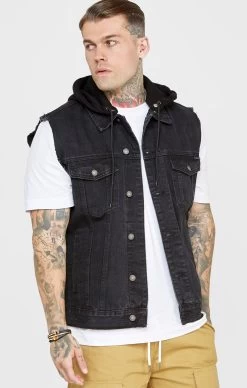 SikSilk Black Hooded Gilet