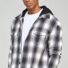 SikSilk Grey Plaid Hooded Shirt -Style Zone Shop SS 23377 1