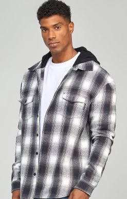 SikSilk Grey Plaid Hooded Shirt