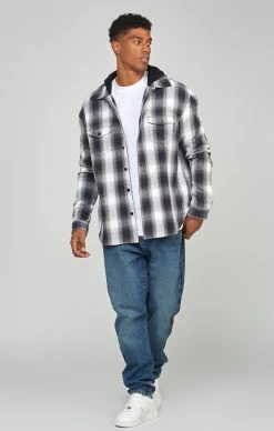 SikSilk Grey Plaid Hooded Shirt -Style Zone Shop SS 23377 3