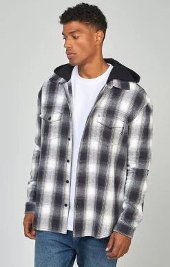 SikSilk Grey Plaid Hooded Shirt -Style Zone Shop SS 23377 4