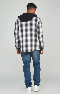 SikSilk Grey Plaid Hooded Shirt -Style Zone Shop SS 23377 5