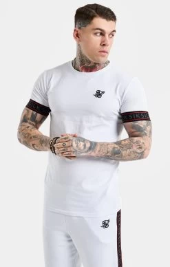 SikSilk Tape Tee - White, Black & Red