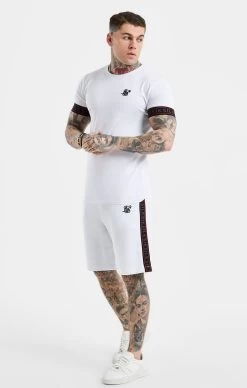 SikSilk Tape Tee - White, Black & Red -Style Zone Shop SS 23389 3
