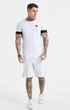 SikSilk Tape Tee - White, Black & Red -Style Zone Shop SS 23389 4