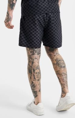 SikSilk Monogram Swim Short - Black -Style Zone Shop SS 23394 4