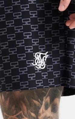 SikSilk Monogram Swim Short - Black -Style Zone Shop SS 23394 6