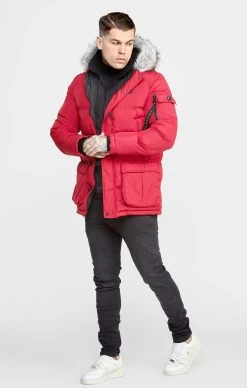 SikSilk Red Arctic Parka -Style Zone Shop SS 23472 3
