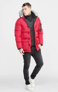 SikSilk Red Arctic Parka -Style Zone Shop SS 23472 4