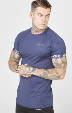 SikSilk Navy Sports T-Shirt