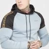 SikSilk Grey Sports Panelled Overhead Hoodie -Style Zone Shop SS 23495 1