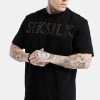 SikSilk Black Oversized Rhinestone Logo T-Shirt 2 SikSilk Black Oversized Rhinestone Logo T-Shirt -Style Zone Shop SS 23543 1