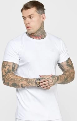 SikSilk White Rib Knit T-Shirt