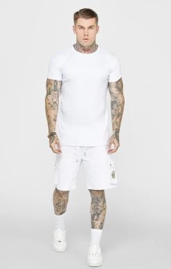 SikSilk White Rib Knit T-Shirt -Style Zone Shop SS 23685 3C