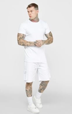SikSilk White Rib Knit T-Shirt -Style Zone Shop SS 23685 4C
