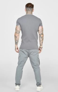 SikSilk Grey Rib Knit T-Shirt -Style Zone Shop SS 23686 5C