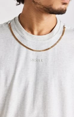 SikSilk Snow Marl Oversized Chain T-Shirt -Style Zone Shop SS 23694 2