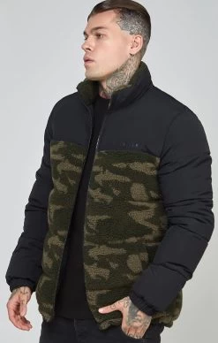 SikSilk Black Sherpa Bubble Jacket
