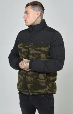SikSilk Black Sherpa Bubble Jacket -Style Zone Shop SS 23742 3