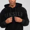 SikSilk Black Corduroy Applique Logo Overhead Hoodie -Style Zone Shop SS 23755 1