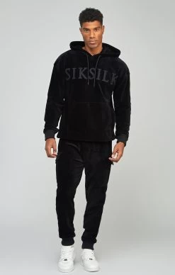 SikSilk Black Corduroy Applique Logo Overhead Hoodie 9 SikSilk Black Corduroy Applique Logo Overhead Hoodie -Style Zone Shop SS 23755 3