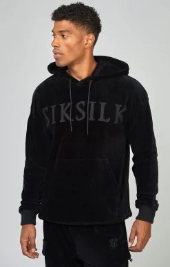 SikSilk Black Corduroy Applique Logo Overhead Hoodie 10 SikSilk Black Corduroy Applique Logo Overhead Hoodie -Style Zone Shop SS 23755 4