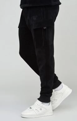 SikSilk Black Corduroy Cargo Joggers