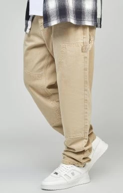 SikSilk Ecru Straight Fit Carpenter Denim