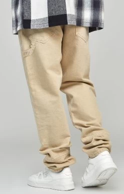 SikSilk Ecru Straight Fit Carpenter Denim -Style Zone Shop SS 23764 4
