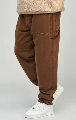 SikSilk Brown Straight Fit Carpenter Denim