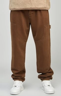 SikSilk Brown Straight Fit Carpenter Denim -Style Zone Shop SS 23765 2