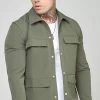 SikSilk Khaki Utility Overshirt -Style Zone Shop SS 23808 1