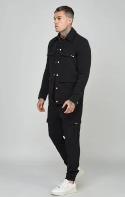 SikSilk Black Utility Overshirt -Style Zone Shop SS 23809 3
