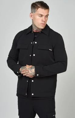 SikSilk Black Utility Overshirt -Style Zone Shop SS 23809 4